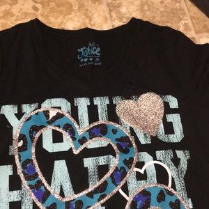 young , happy and free justice shirt .